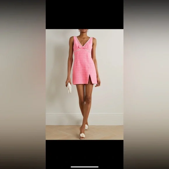 Self-Portrait Pink Tweed Mini Dress Size 0 XS - Picture 2 of 6